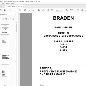 Braden SD66A-35CBS & SD80A-35CBS Swing Drives SERVICE & PARTS MANUAL PDF