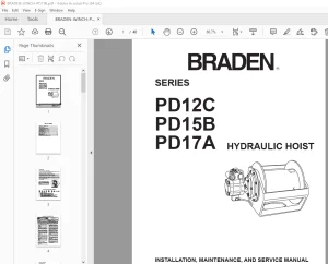 Braden SERIES PD12C PD15B PD17A HYDRAULIC HOIST & SERVICE MANUAL PDF