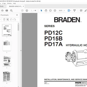 Braden SERIES PD12C PD15B PD17A HOIST MAINTENANCE & SERVICE MANUAL PDF