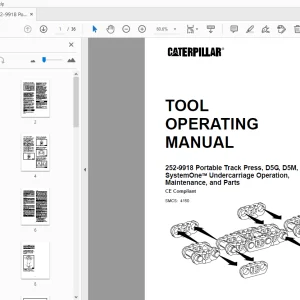 Caterpillar 252-9918 Portable Track D5G D5M & D5N SystemOne Undercarriage Tool Operating Manual - PDF