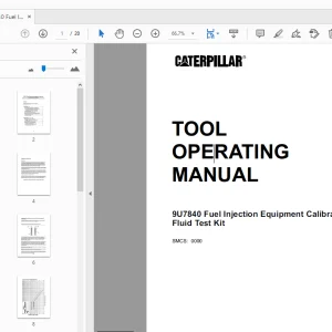 Caterpillar 9U7840 Fuel Injection Equipment Calibration Fluid Test Kit Tool Operating Manual - PDF