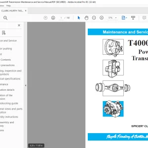 Clark T40000 SD Powershift Transmission Maintenance & Service Manual PDF