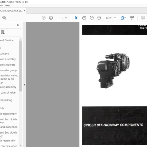 Clark R & HR32000 3 & 4 Powershift Transmission Maintenance & Service Manual