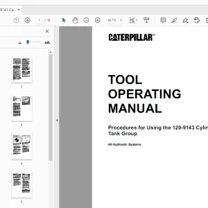 Caterpillar 120-9143 Cylinder Washer Tank Group Tool Operating Manual - PDF