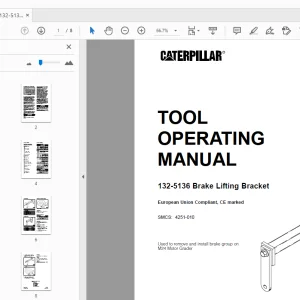 Caterpillar 132-5136 Brake Lifting Bracket Tool Operating Manual - PDF