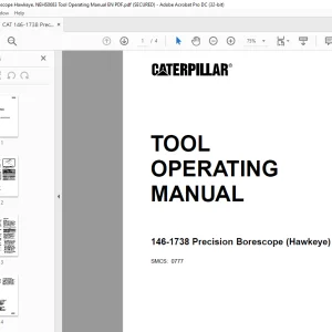 Caterpillar 146-1738 Precision Borescope (Hawkeye) Tool Operating Manual NEHS0683-01