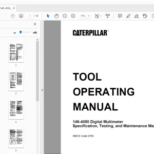 Caterpillar 146-4080 Digital Multimeter Tool Operating Manual - PDF