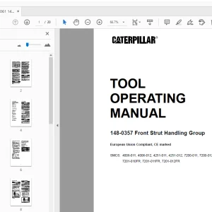 Caterpillar 148-0357 Front Strut Handling Group Tool Operating Manual - PDF