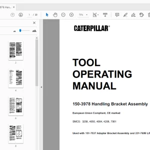 Caterpillar 150-3978 Handling Bracket Assembly Tool Operating Manual - PDF