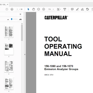 Caterpillar 156-1060 & 156-1070 Emission Analyzer Groups Tool Operating Manual - PDF