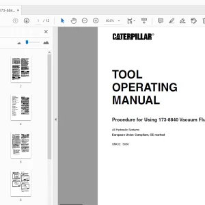 Caterpillar 173-8840 Vacuum Fluid Cart Tool Operating Manual - PDF