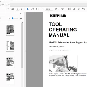 Caterpillar 174-7525 Telehandler Boom Support Assembly Tool Operating Manual - PDF