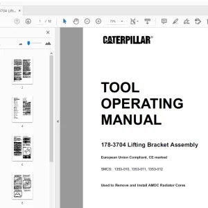 Caterpillar 178-3704 Lifting Bracket Assembly Tool Operating Manual - PDF