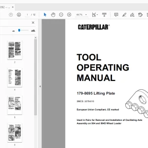 Caterpillar 179-8695 Lifting Plate Tool Operating Manual - PDF DOWNLOAD