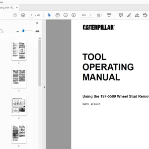 Caterpillar 197-5589 Wheel Stud Remover/Installer Tool Operating Manual - PDF