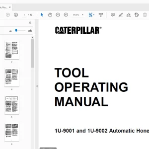 Caterpillar 1U-9001 & 1U-9002 Automatic Hone Tooling Operating Manual - PDF