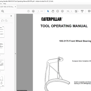 Caterpillar 2149-2872 195-3175 Front Wheel Bearing Handler Tool Operating Manual