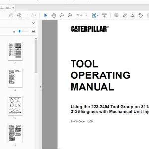 Caterpillar 223-2454 Tool Group on 3114,3116 & 3126 Engines (MUI) Tool Operating Manual - PDF