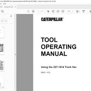 Caterpillar 227-1414 Track Vac Tool Operating Manual NEHS0890