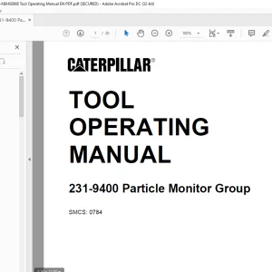 Caterpillar 231-9400 Particle Monitor Group Tool Operating Manual NEHS0868-00