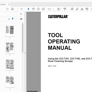 Caterpillar 233-7191, 233-7192 & 233-7193 Hose Cleaning Groups Tool Operating Manual - PDF