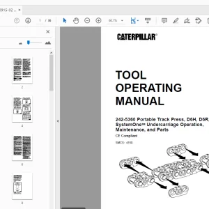 Caterpillar 242-5360 Portable Track Press D6H,D6R & 963 SystemOne Undercarriage Tool Operating Manual - PDF