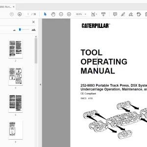 Caterpillar 252-9893 Portable Track Press D5X SystemOne Undercarriage Tool Operating Manual - PDF