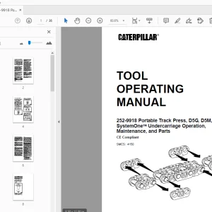 Caterpillar 252-9918 Portable Track Press D5G,D5M & D5N SystemOne Undercarriage Tool Operating Manual - PDF