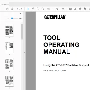 Caterpillar 275-9607 Portable Test & Fill Machine Tool Operating Manual - PDF