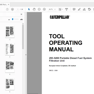 Caterpillar 295-5490 Portable Diesel Fuel System Filtration Unit Tool Operating Manual - PDF