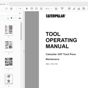 Caterpillar 300T Track Press Maintenance Tool Operating Manual - PDF