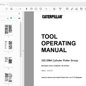 Caterpillar 322-3564 Cylinder Puller Group Tool Operating Manual - PDF