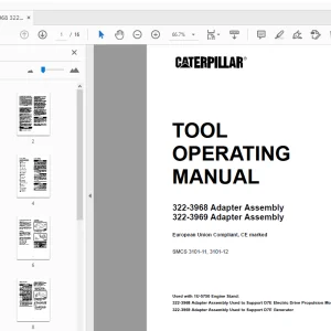 Caterpillar 322-3968, 322-3969 Adapter Assembly Tool Operating Manual - PDF