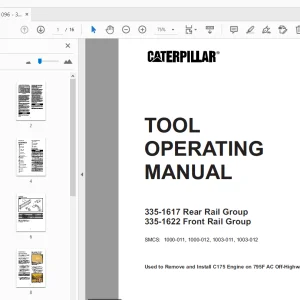 Caterpillar 335-1617 Rear Rail Group 335-1622 Front Rail Group Tool Operating Manual - PDF