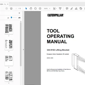 Caterpillar 344-9163 Lifting Bracket Tool Operating Manual - PDF