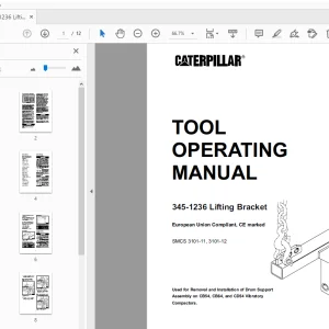 Caterpillar 345-1236 Lifting Bracket Tool Operating Manual - PDF