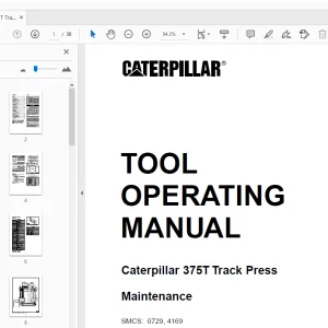 Caterpillar 375T Track Press Maintenance Tool Operating Manual - PDF