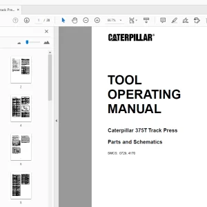 Caterpillar 375T Track Press Parts & Schematics Tool Operating Manual - PDF