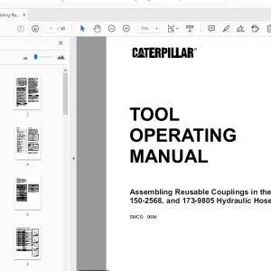 Caterpillar 4C-9900,150-2568 & 173-9805 Hydraulic Hose Machine Tool Operating Manual - PDF