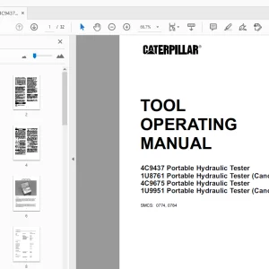 Caterpillar (4C9437, 4C9675) Portable Hydraulic Tester Tool Operating Manual - PDF