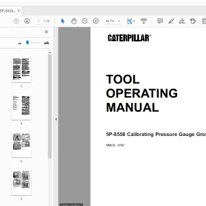 Caterpillar 5P-8558 Calibrating Pressure Gauge Group Tool Operating Manual - PDF