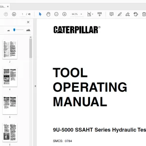 Caterpillar 9U-5000 SSAHT Series Hydraulic Test Bench Tool Operating Manual - PDF