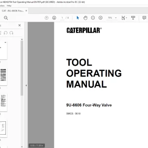 Caterpillar 9U-6606 Four-Way Valve Tool Operation Manual NEHS0794 PDF