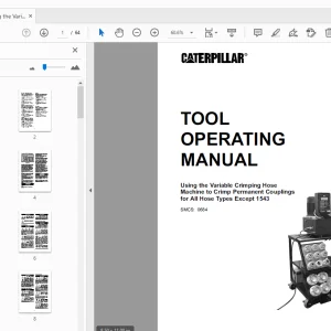 Caterpillar All Hose Types Except 1543 Tool Operating Manual - PDF