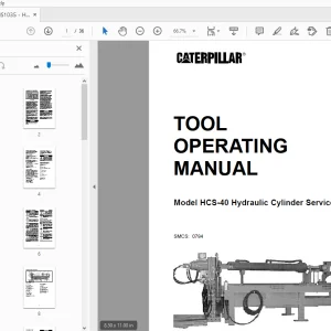 Caterpillar HCS-40 Hydraulic Cylinder Servicer Tool Operating Manual - PDF