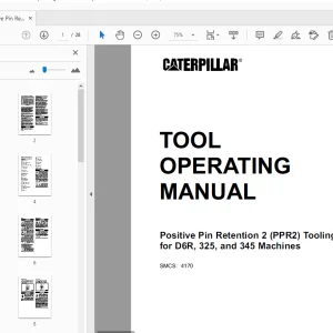 Caterpillar Positive Pin Retention 2 (PPR2) Tooling D6R, 325 & 345 Machines Tool Operating Manual - PDF