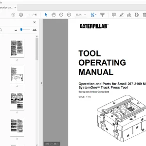 Caterpillar Small 267-2109 Multi-Pitch SystemOne Track Press Tool Operating Manual - PDF