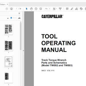 Caterpillar TW002 & TW003 Track Torque Wrench Parts & Schematics Tool Operating Manual - PDF