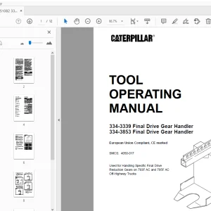 Caterpillar 334-3339, 334-3853 Final Drive Gear Handler Tool Operating manual - PDF