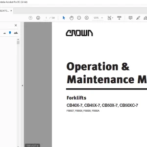 Crown Forklift  CB40X-7, CB45X-7, CB50X-7, CB50XC-7 Operation & Maintenance Manual
